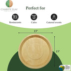Charity Leaf Disposable Palm Leaf 13" Deep Round Trays (100 pieces) Bamboo Like Serving Platters, Disposable Boards, Eco-Friendly Dinnerware For Weddings, Catering, Events