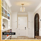 Modern Flower Small Pendant Lighting 2-Pack Gold Glass Pendant Light with White Ceramic Flowers 1-Light for Kitchen Island Sink Dining Room Entryway Hallway, E26