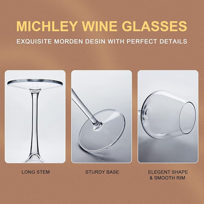 MICHLEY Floating Wine Glasses for Pool 18 OZ Unbreakable Tritan Plastic Stemmed Red Wine Glasses Ideal for Beach Bar Camping Dishwasher Safe, Set of 6