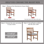 idee-home Outdoor Chair Cushions Set of 4, 17" x 16" Outdoor Seat Cushion Waterproof Patio Furniture with Ties, Dining Chair Pads