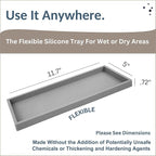 Countertop and Vanity Tray - 11.7" Silicone Bathroom Tray Countertop, Dish Soap Trays for Kitchen Counter, Sink Organizer Caddy Accessories, Toilet Plant Shower Makeup Mat Oil Holder