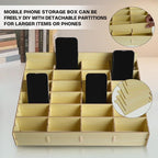 HengTianMei 48 Grid Wooden Desktop Storage Box Mobile Phone Management Storage Box Creative Desktop Office Meeting Finishing Grid Multi Cell Phone Rack Display