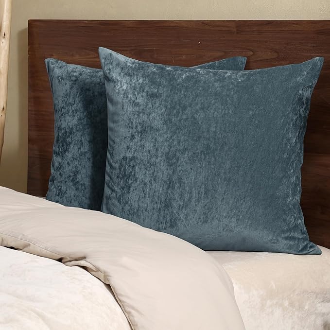 PHF Truly Velvet Euro Sham, 26"x 26",No Insert, 2 Pack Color Gradient Euro Throw Pillow Covers, Ultra Soft Cozy Pillow Covers for Home Decorative, No Shedding, No Pilling, Stormy Blue