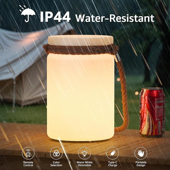 uuffoo 2 Pack LED Lamp Lantern Table Lamp Cordless Shower Lamp IP44 RGB and Warm White Dimmable for Indoor Outdoor Patio Camping Restaurant Home