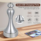 Seealle Touch Lamps for Night Stands - Bedside Lamps Set of 2, 3 Way Dimmable, USB C+A for Bedroom & End Tables (Oat&Nickel)