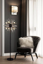 Wellmet Black Floor Lamp for Living Room, Mid Century Modern Floor Lamps for Bedroom, 65.3 Inch Tall Unique Metal Floor Lamp for Corner Decorative, Globe Shade