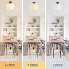 3-Light Semi Flush Mount Ceiling Light Fixture,12.6inch Modern Close to Ceiling Light with 2-Layer White Drum Fabric Shade,Entryway Light Fixture Ceiling Mount Lamps for Bedroom Dining Room