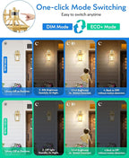 VIANIS Outdoor Wall Lights Lantern, 2 Pack Gold Motion Sensor Proch Light, Dusk to Dawn Weather Resistant Exterior Lights for House Sconce, Waterproof Garage Lights with Clear Glass Shade