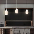 3 Pack 1 Light Indoor Mini Hanging Kitchen Island Pendant Lamps 4.75" Handcrafted Frosted Glass Chandelier Shade Brushed Nickel Finish Bar Dining Room Over Sink