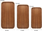 2 Pcs Rectangular Serving Platters for Food Dish Party Wooden Charcuterie Boards 14" x 7" Acacia Wood Trays for Kitchen Counter Decor Rectangle Dessert Plates Cheese Board Snack Appetizer Platter