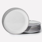 Salad Plates Set of 6, Microwave Safe Plates for Dessert, Appetizer, Scratch Resistant and Dishwasher Safe, Moonstone White