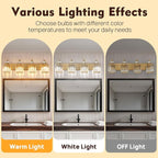 Modern Bathroom Vanity Light, 4-Light Gold Bathroom Lighting Fixtures Over Mirror, 28.4" Crystal Wall Light Sconce for Bathroom/Bedroom/Vanity, Includes LED Bulbs, Easy Installation