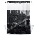Manhattan Brooklyn Bridge New York Building Night Scenery Shower Curtain with Snap in Fabric Liner Set, Detachable Liner, See Through Mesh Top Window, Waterproof Washable 72" W x 74" H