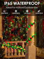 Red Green Solar Christmas Lights Outdoor Decorations Waterproof, Tatal 4 Pack 400LED 132FT Solar String Lights Green Wire with 8 Modes, Christmas Fairy Light for Xmas Tree Party Wedding Garden Decor