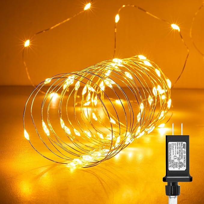 Fairy Lights Plug in, 66Feet 200LEDs Warm White String Lights, Waterproof Flexible Silver Wire for Bedroom Dorm Wedding Garland Wreath Wall Mason Jar Indoor Outdoor Christmas Tree