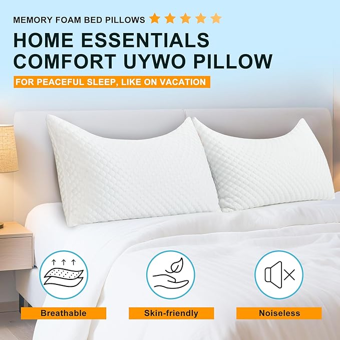 Adjustable Side Sleeper Pillow for Neck and Shoulder Pain Relief, Cooling Shredded Memory Foam Pillows for Sleeping, Queen Curved Bed Pillows Firm and Soft (1, White, U-Shape)
