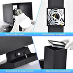 wowlite Outdoor Wall Lights Dusk to Dawn Sensor, 6000K Cool LED Up Down Sconce, IP65 Waterproof 13" Modern Square Matte Black Exterior Light Fixture Wall Mount for Porch Patio Garage, ETL Listed