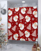 Red Christmas Shower Curtain, Santa Claus Merry Christmas Tree Shower Curtains Set with Hooks, Winter Snowflake Waterproof Fabric Bathroom Curtains Decor Home Accessories, Stall Long 54 X 78 Inch