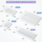 47 PCS Clear Plastic Drawer Organizer Set - 4 Sizes Makeup Organizer Desk Drawer Divider Bathroom Organizers and Storage Bins for Makeup, Jewelry, Gadgets, Office, Kitchen, Bedroom, Bathroom