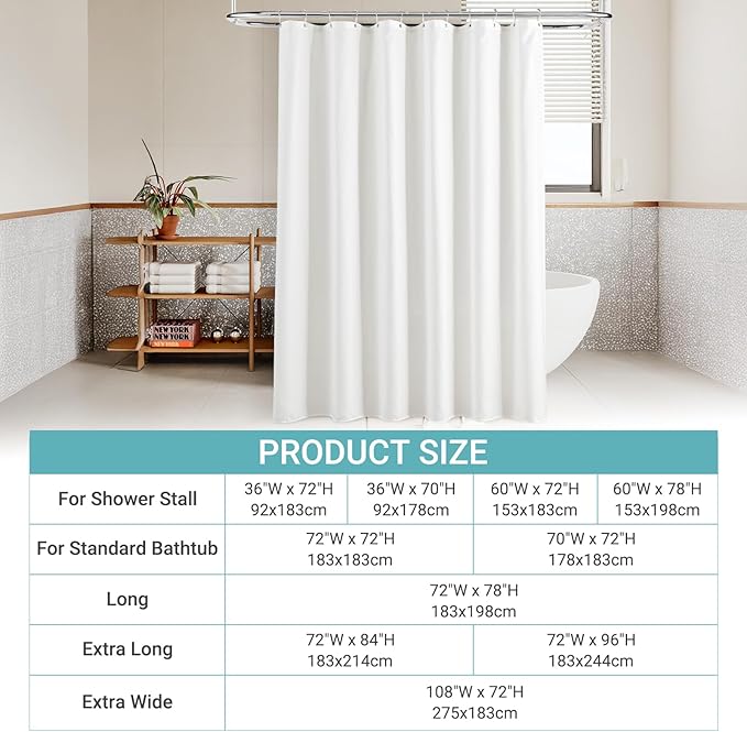 Extra Long White Shower Curtain 84 Inch Length Linen Drapes for Bathroom Decor Boho Farmhouse Water Repellent Tall Curtains 84 Inch Length Bathroom Drapes with Hooks 72x84