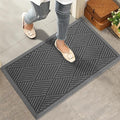 Sturdy Front Door Mat, Absorbent Muddy Dirt Resist Welcome Door Mats Outdoor Indoor, Stain and Fade Resistant, Non-Slip Rubber Backing Low Profile Doormat for Entryway, 30×17, Charcoal