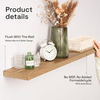 BAOBAB WORKSHOP Natural Wood Floating Shelves for Wall 36 Inches Long, Heavy Duty Wall Shelf for Bedroom, Solid Wooden Bathroom Shelf Large Kitchen Farmhouse, Oak Floating Shelf, 36W × 6.7D, Set of 2