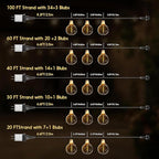 Outdoor String Lights 20ft LED Hanging Globe Patio Lights with G40 Shatterproof Bulbs(7+1 Bulbs), Waterproof Connectable Hanging Light for Indoor Outdoor Decor Garden Camping Backyard Porch