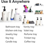 DNC 2PC 7.9" Small Silicone Bathroom Tray for Counter, Vanity Tray for Countertop, Kitchen Sink Soap Tray for Dish Holder Dispenser Toilet Tank Desk Organizer Marble White