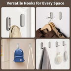 2Pcs Foldable Wall Hooks, Zinc Alloy Folding Hook Silver, Heavy Duty Folding Coat Hooks Wall Mounted for Hanging Coat Towels Bags Keys (Silver, 2 Pack)