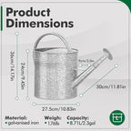 Galvanized Iron Watering Can for Indoor Plants, Oval Watering Cans for House Plant Garden Flower, Long Spout Water Can for Outdoor Watering Plants 9.46L 2.5 Gallon