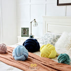 Sioloc Soft Knot Ball Pillows,Round Throw Pillow Cushion Home Decoration Plush Pillow,Throw Knotted Pillow Handmade Round Plush Pillow（10.6inches,Navy）