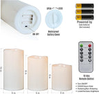 6" 8" 10" x 5" Waterproof Outdoor Flameless Candles Battery Operated LED Flickering Pillar Candles with Remote and Timer for Indoor Outdoor Lanterns, Long Lasting, Ivory White Large, Set of 3