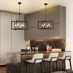 Black Chandelier, Dining Room Light Fixture Geometric Metal Modern Industrial Chandelier Lighting for Farmhouse Living Room Entryway Kitchen (E12 Bulbs Not Included, 6 Light)