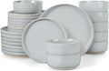 LIANYU Ceramic Dinnerware Dish Sets, Plates and Bowls Sets for 8, 24 PCS Dishware with Dinner Salad Plate and Cereal Bowls, Oven & Dishwasher Safe, Scratch Resistant, Glacier Gray