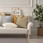 decorUhome Decorative Outdoor Throw Pillow Covers 12x20 Set of 2, Lumbar Linen Farmhouse Euro Pillow Covers with Stitched Edge, Rustic Neutral Pillow Covers for Couch, Sofa, Living Room, Khaki