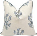 “The Mary” Periwinkle Floral Block Print Pillow Cover – Blue and Off-White Decorative Throw Pillow Cover – Grandmillennial Home Decor, 26" x 26"