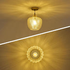 Modern Gold Pendant Light, Clear Glass Farmhouse Kitchen Island Pendant Light Fixture Adjustable Vintage Hanging Ceiling Light for Dining Room Corridor Bedroom 9.45 inch