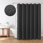 Inhousolu Fabric Shower Curtain Waffle Weave, 230 GSM Heavy Duty, Weighted Hem, 12 Metal Hooks, Water Repellent, Machine Washable, Hotel Spa Luxury Bath Curtain Set, 60 x 72 Inch, Black