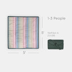 Little Unicorn 5'x5' Outdoor Family Picnic & Beach Blanket | Durable & Water-Resistant Fabric | Compact Fold & Easily Wipes Clean | Zipper Pocket (Chroma Rugby Stripe)