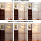 60" Floor Lamps with Remote Control & Bulb, Colors Temperature & Brightness Adjustable, Beige Shade & Brown Pole