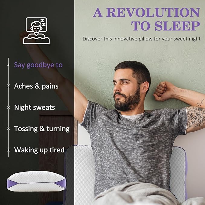 HOMELAB Adjustable Shredded Memory Foam Pillows King Size, Cooling Bed Pillows for Sleeping with Removable Cover, 2 Packs Medium Pillows for Side Stomach & Back Sleepers, 20"x34"