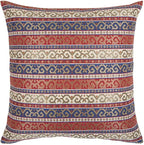 Large Throw Pillow Covers Red and Blue - 22 x 22 Inches Decorative Kilim Pillows, Boho Room Decor for Couch, Bohemian Outdoor Case for Farmhouse, Ethnic Shams, Aztec Tapestry, Patio