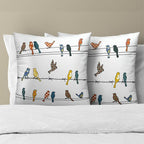 Birds Throw Pillow Covers 16 x 16 Inches Set of 2 Rustic Farmhouse Vintage Rowley Bird Print Multicolor Cotton Linen Pillowcase for Couch Sofa Car Office Decoration