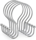AmazerBath Chrome Shower Curtain Hooks Shower Curtain Rings, Simple Double Sided Shower Curtain Hooks Rust Proof, Smooth Glide Metal Shower Hooks for Shower Curtain Rod, 12 Pcs Shower Rod Hooks