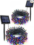 Flacchi 2 Pack Solar String Lights Each 72ft 200 LED 8 Modes Outdoor String Lights Waterproof Solar Fairy Lights for Garden, Patio, Fence, Balcony, Outdoors,Holiday Decoration