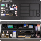 9 Pcs Stackable Drawer Organizer Trays Set, Multifunctional Stackable Storage Trays for Vanity, Bathroom, Kitchen, Desk Drawer Organizer Office. Plastic Drawer Organizers Available In 5 Colours, Black