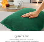 Pallene Faux Fur Plush Christmas Throw Pillow Covers 20x20 Set of 2, Soft Fluffy Couch Pillow Covers for Living Room, Christmas Green