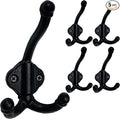 SKOLOO Heavy Duty Black Wall Hooks, Farmhouse Style Cast Iron Hooks, Pack of 5, Ideal for Backpack, Coat, and Towel Hooks - Perfect for Entryway, Mud Room, Closet and Bathroom Storage