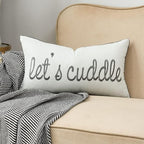 Sunkifover Decorative Rectangle Pillow Covers 12x20 Inches, Soft Solid Lumbar Pillowcase, Embroidered Rectangular Cushion Covers with Let's Cuddle Quote for Bed, Bedroom (Color Grey)