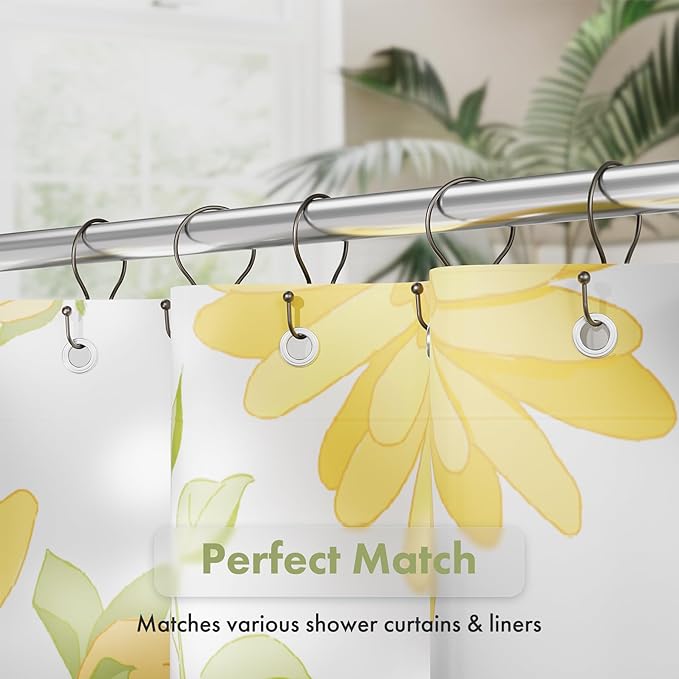 AmazerBath Shower Curtain Hooks Black Shower Curtain Rings, Simple Double Hook Shower Curtain Hooks Rust Proof, Smooth Sturdy Metal Shower Hooks for Shower Curtain Rod, 12 Pcs Shower Rod Hooks